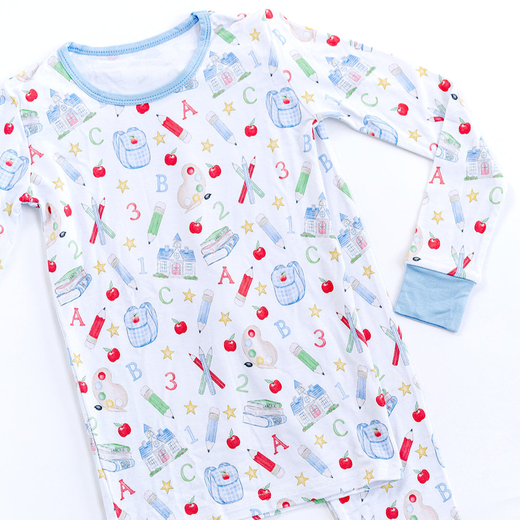 The Back to School Pajama Set in Blue