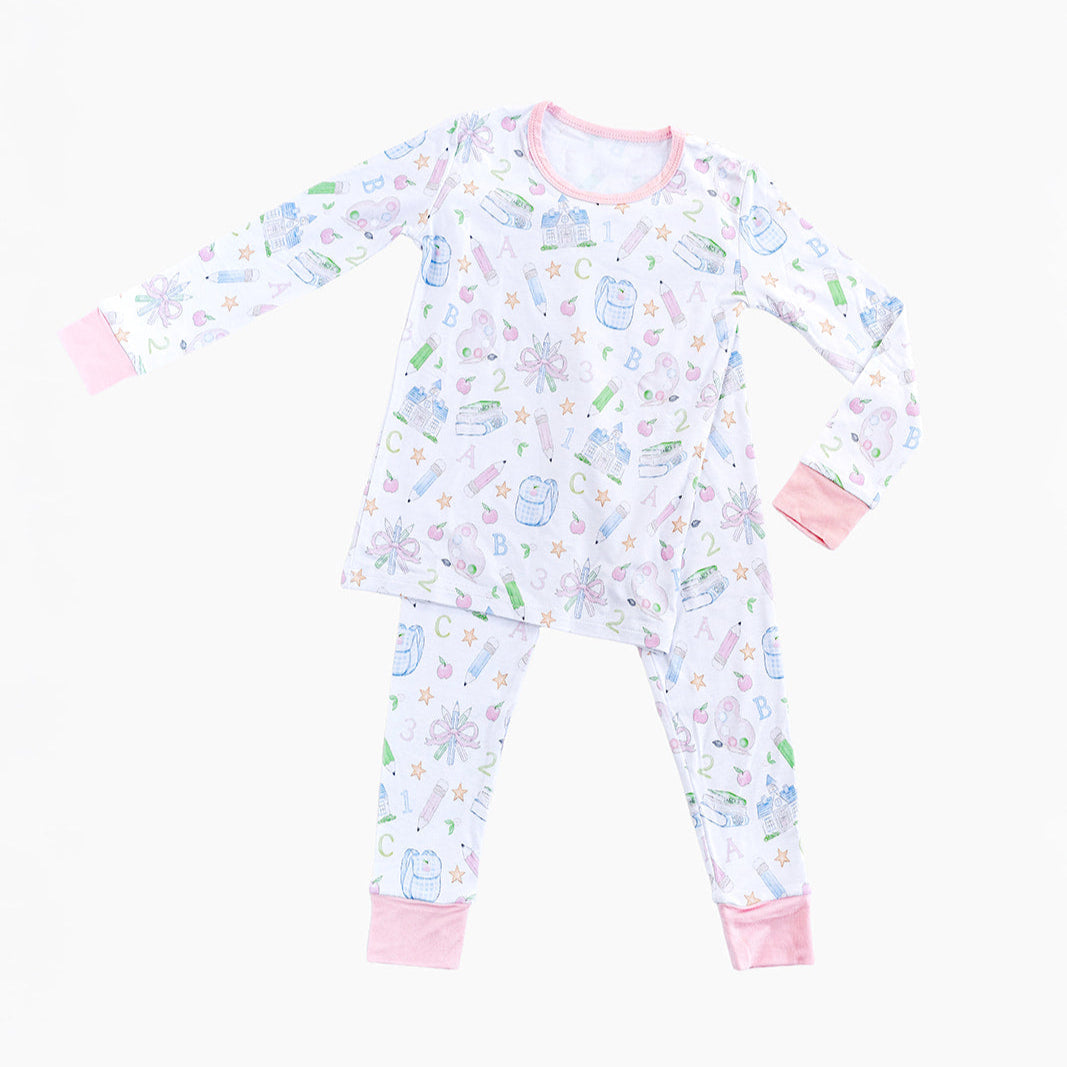 The Back to School Pajama Set in Pink