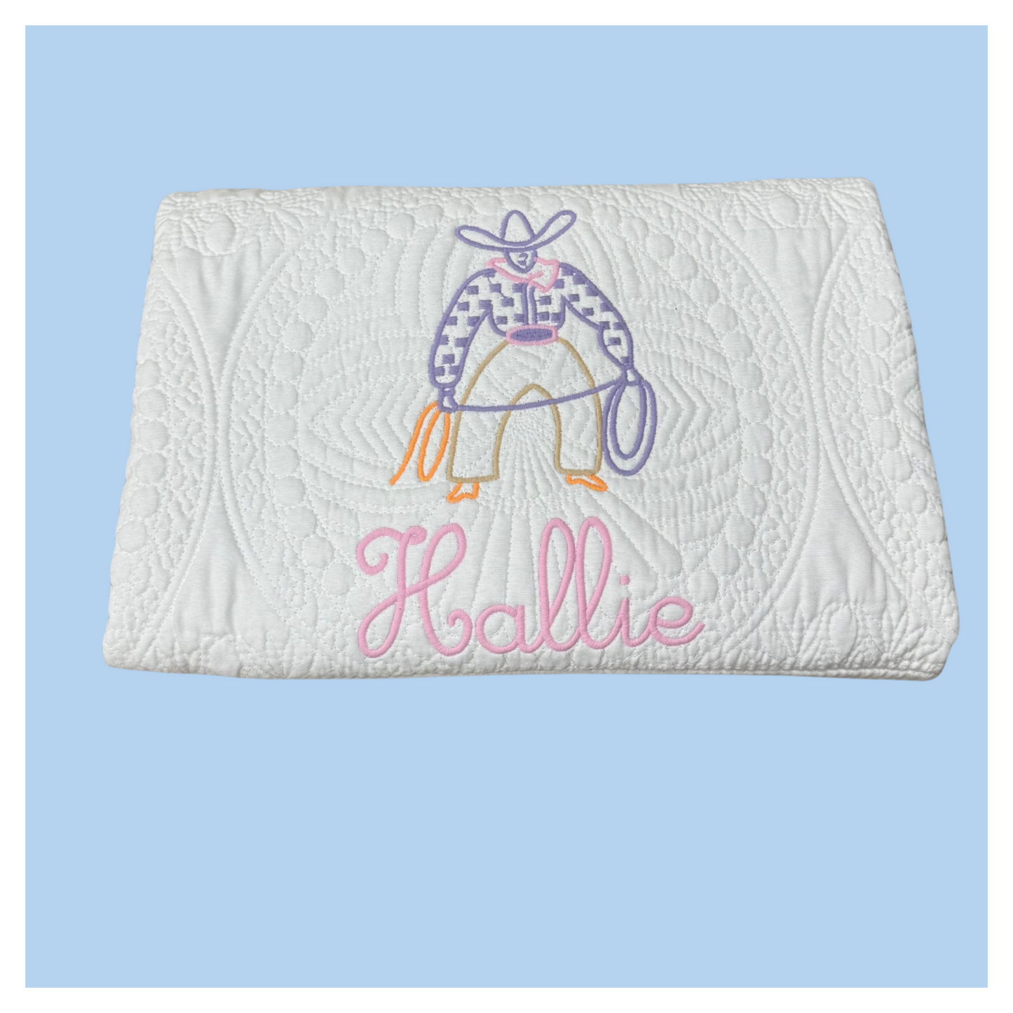 Sample Sale – Cowgirl Quilt (Embroidered “Hallie”)