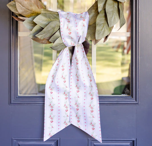 Floral Stripe Holiday Wreath Sash