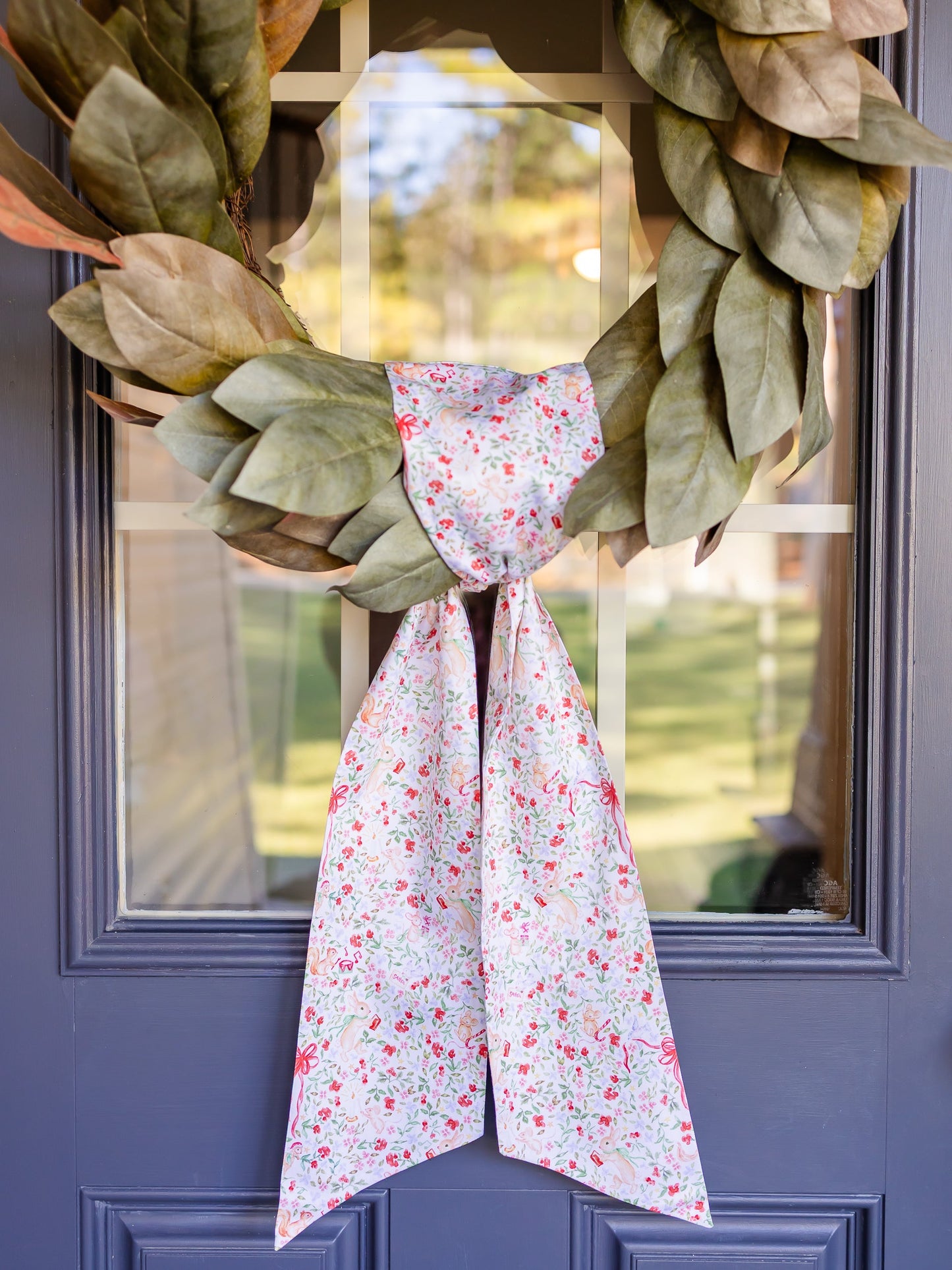 Floral Stripe Holiday Wreath Sash