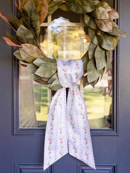 Floral Stripe Holiday Wreath Sash