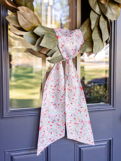 Floral Stripe Holiday Wreath Sash