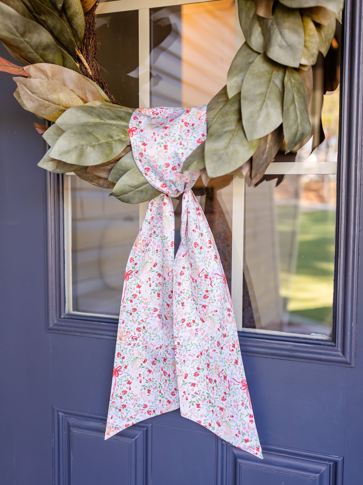 Floral Stripe Holiday Wreath Sash