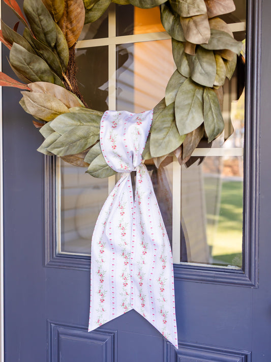 Floral Stripe Holiday Wreath Sash