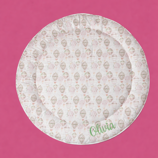 Sample Sale – Hot Air Balloon Play Mat (Embroidered “Olivia”)