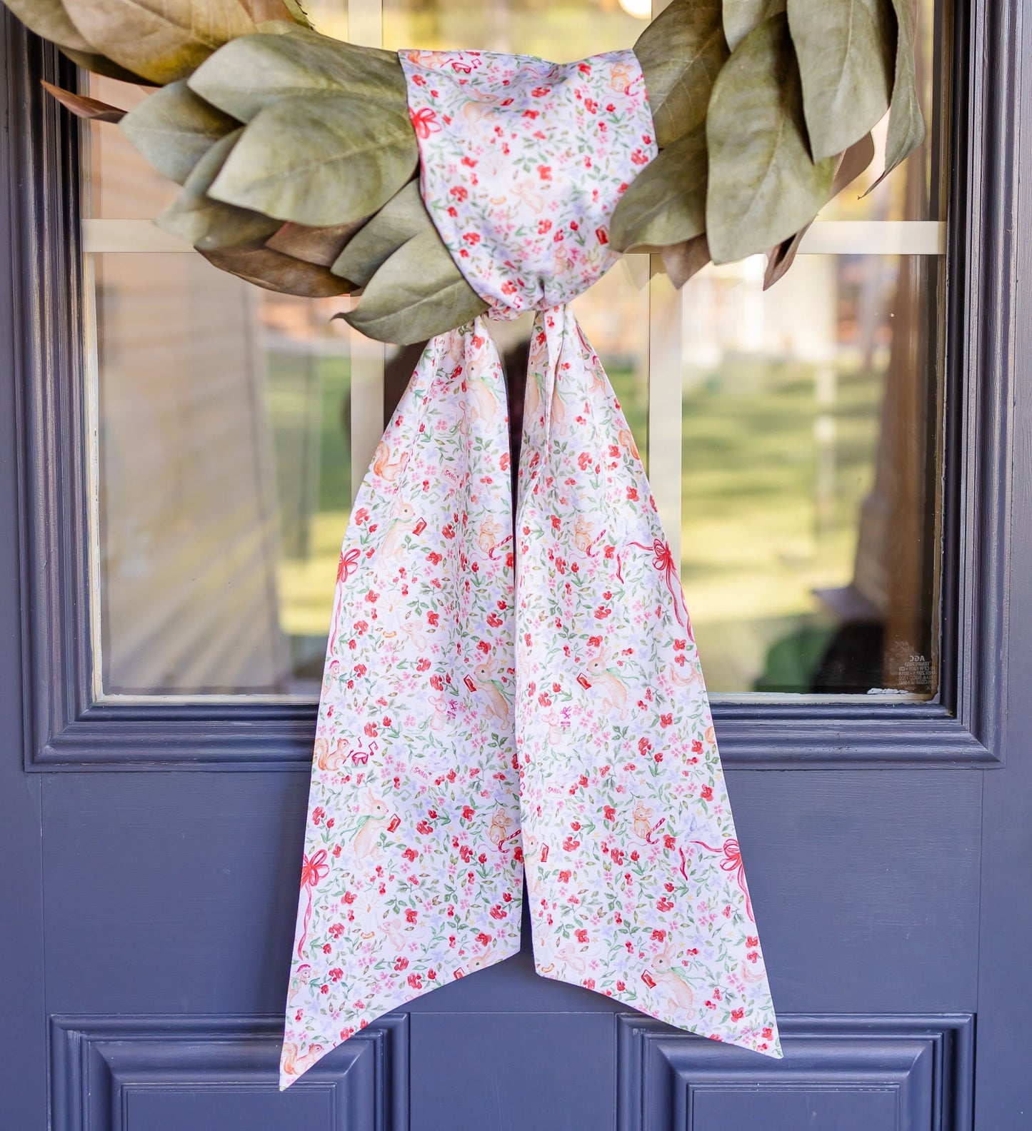 Floral Stripe Holiday Wreath Sash