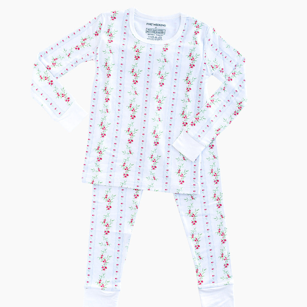 Holiday Floral Stripe Pajama Set
