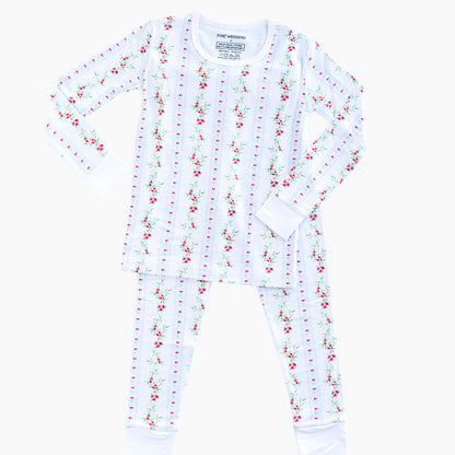 Holiday Floral Stripe Pajama Set
