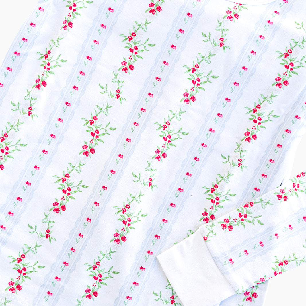 Holiday Floral Stripe Pajama Set