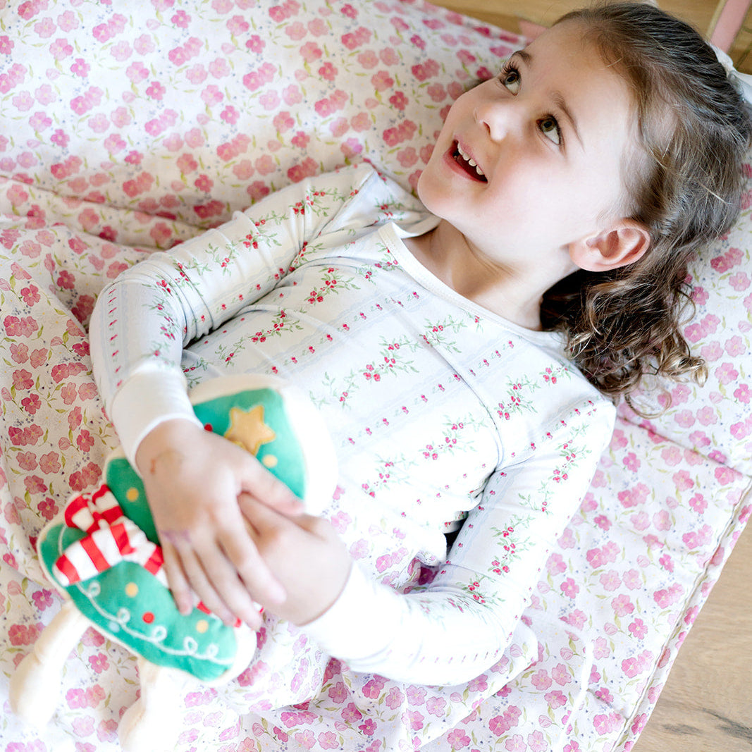 Holiday Floral Stripe Pajama Set