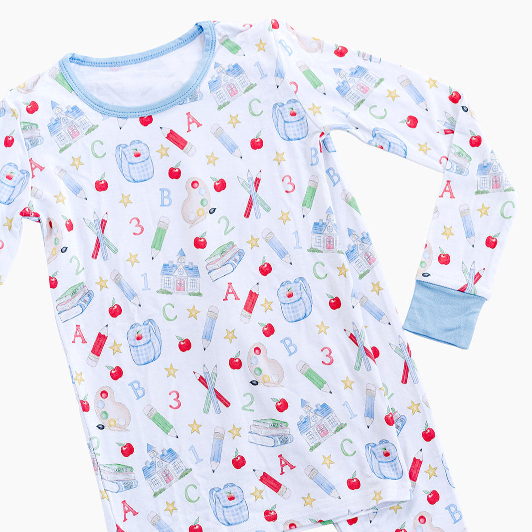 The Back to School Pajama Set in Blue