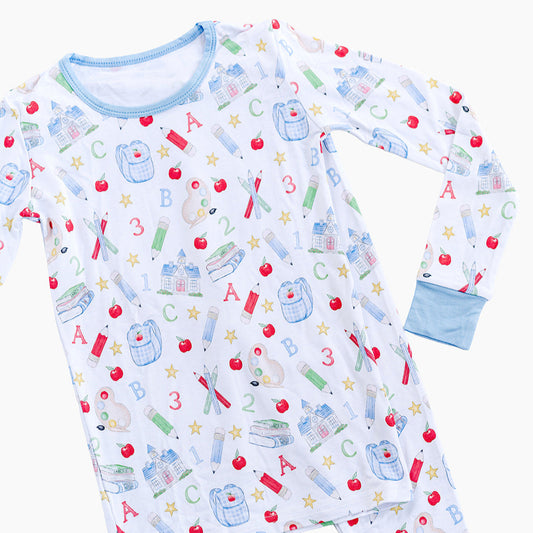 The Back to School Pajama Set in Blue