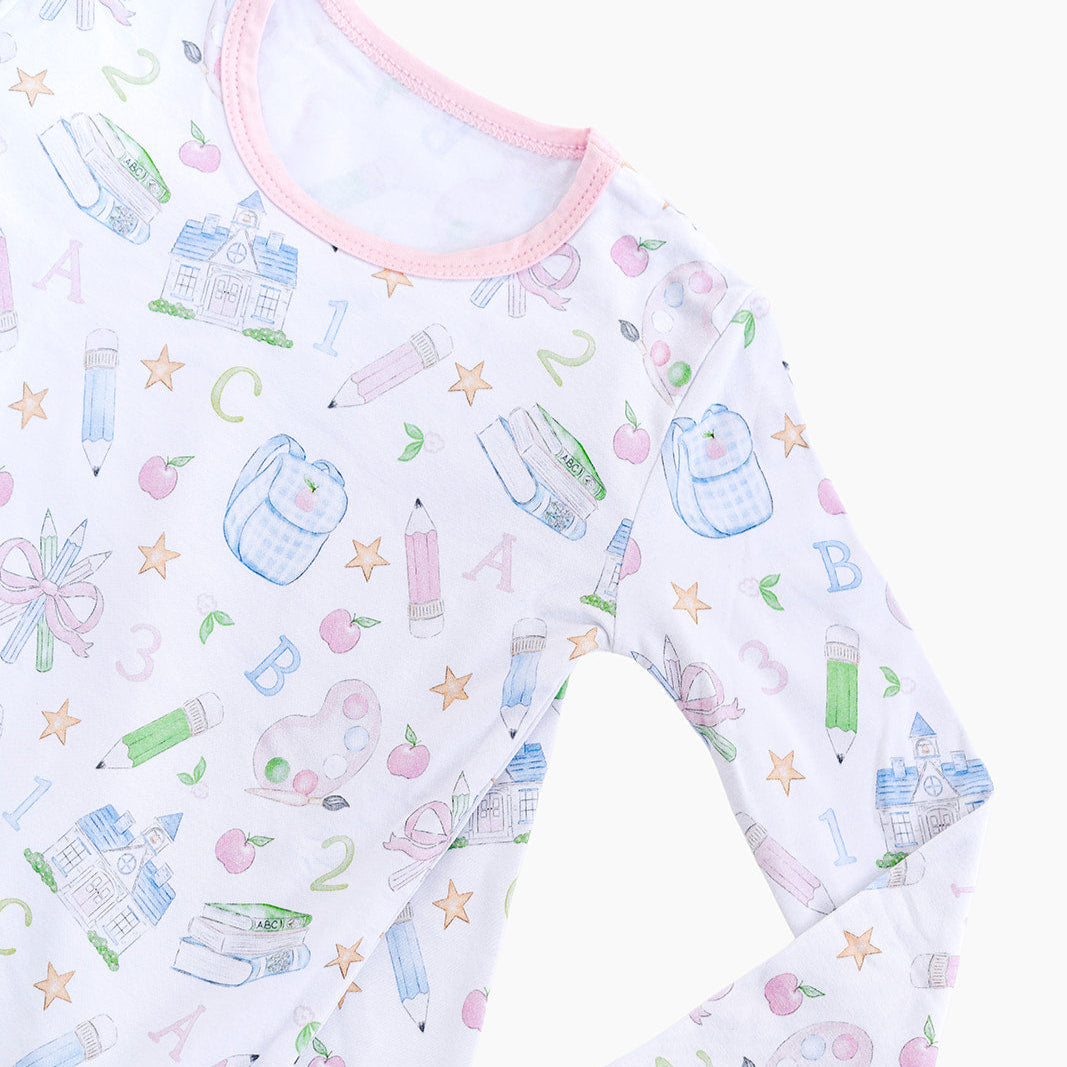 The Back to School Pajama Set in Pink