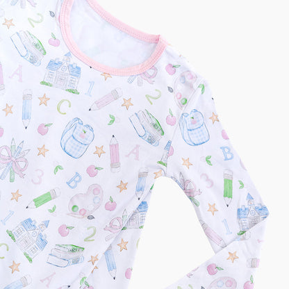 The Back to School Pajama Set in Pink