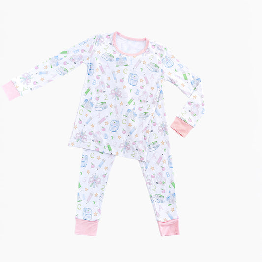 The Back to School Pajama Set in Pink