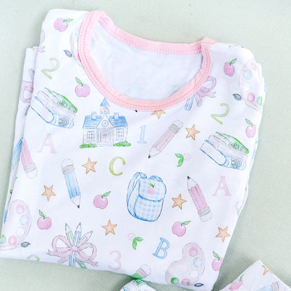 The Back to School Pajama Set in Pink