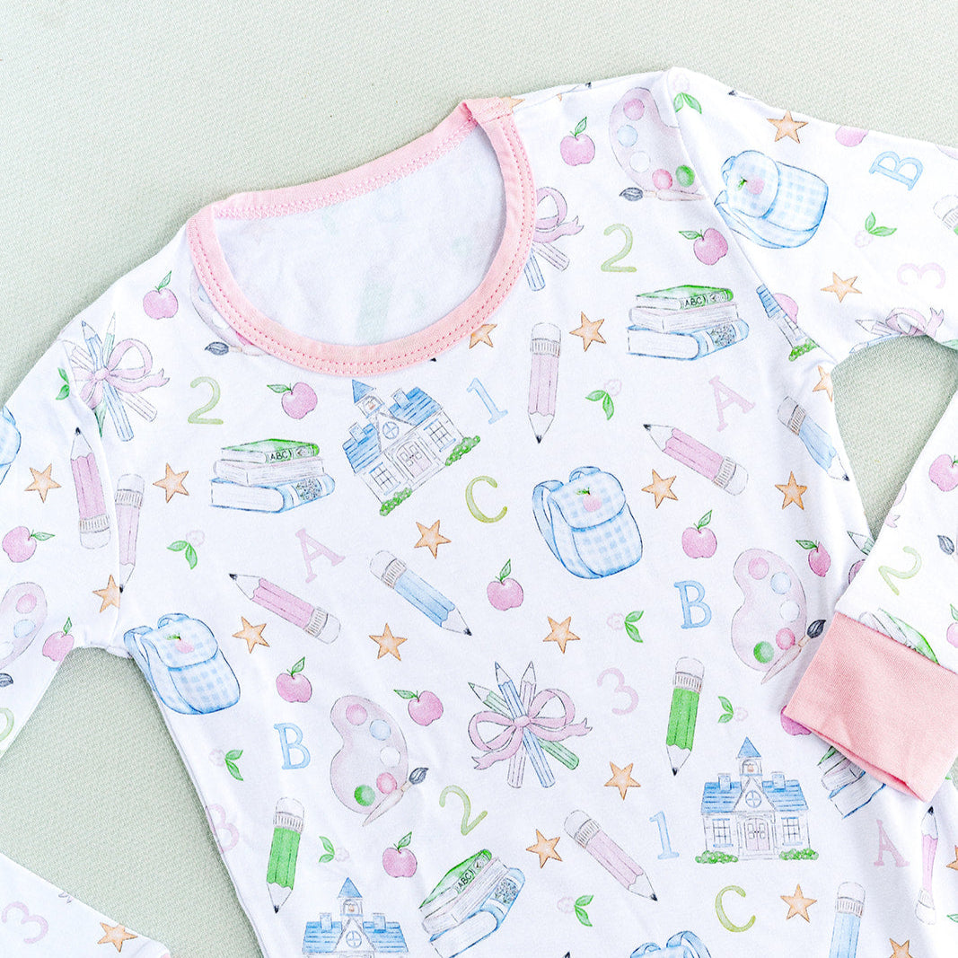 The Back to School Pajama Set in Pink