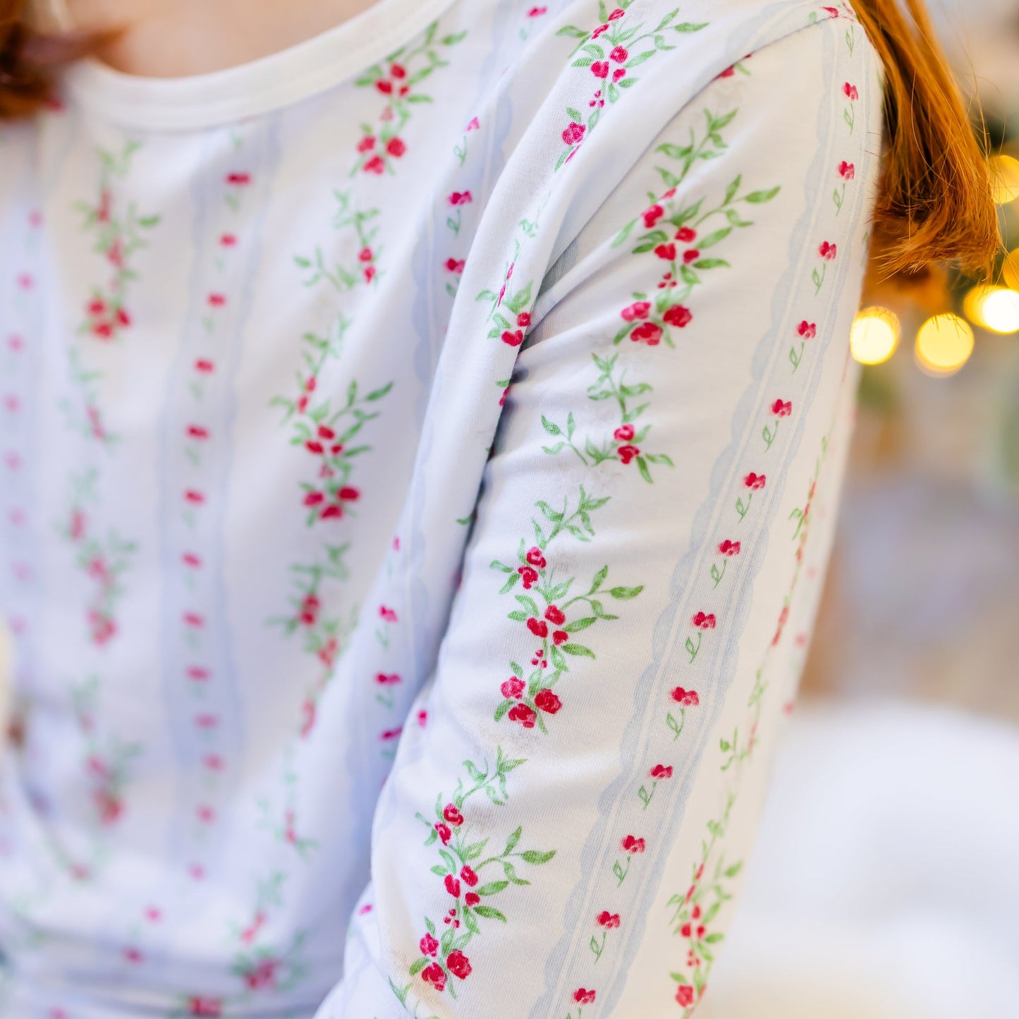 Holiday Floral Stripe Pajama Set