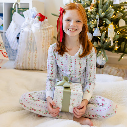 Holiday Floral Stripe Pajama Set