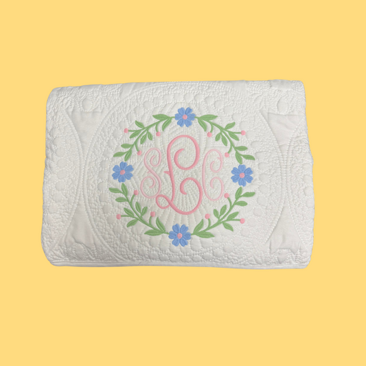 Sample Sale - Floral Wreath Quilt (Embroidered "SLC")