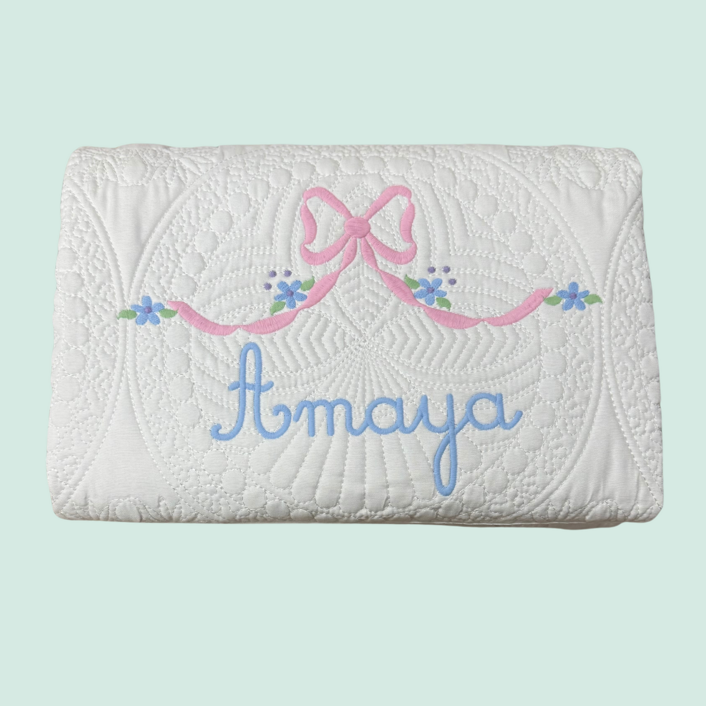 Sample Sale – Floral Bow Quilt (Embroidered “Amaya”)